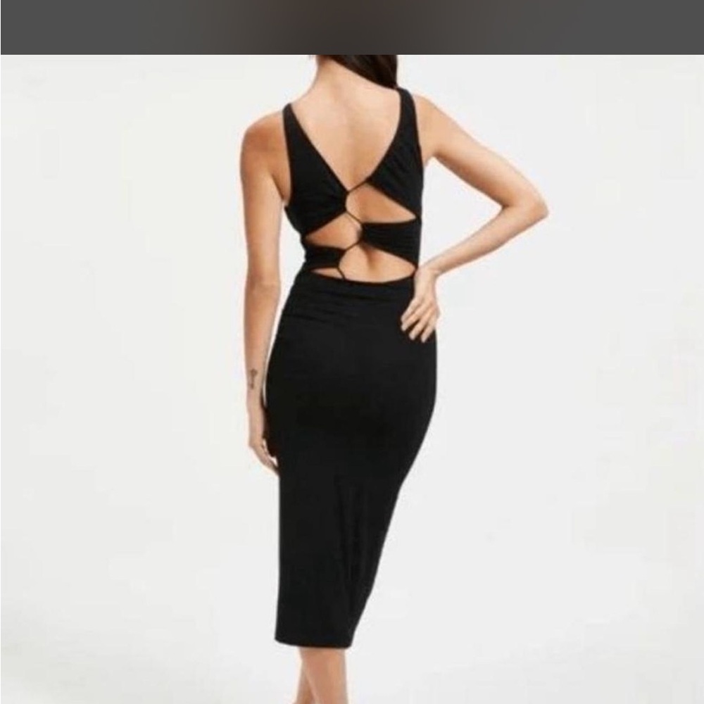 Good American Black Backless Cutout Midi Dress